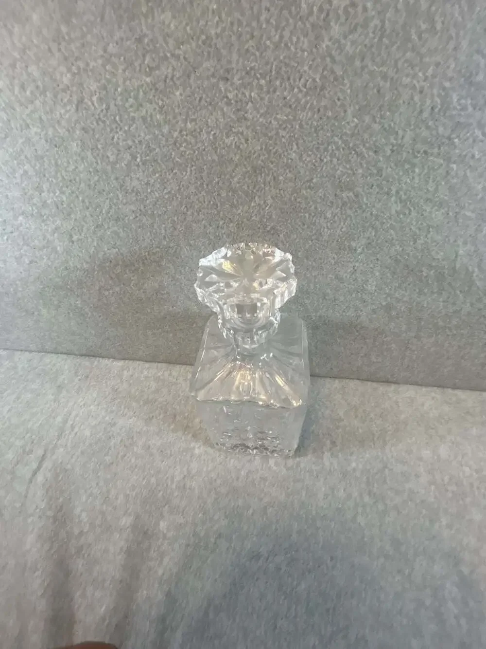 Vintage Heavy Cut Crystal Square Whiskey Decanter with Stopper